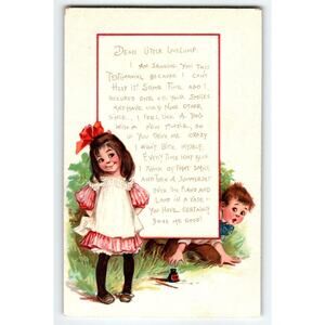 Frances Brundage Valentine Postcard Children Gabriel Series 413 Germany Emboss